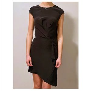 AllSaints Silk Asymmetrical Black Dress